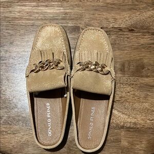 Donald J. Pliner Metalic Loafers with Gold Chain